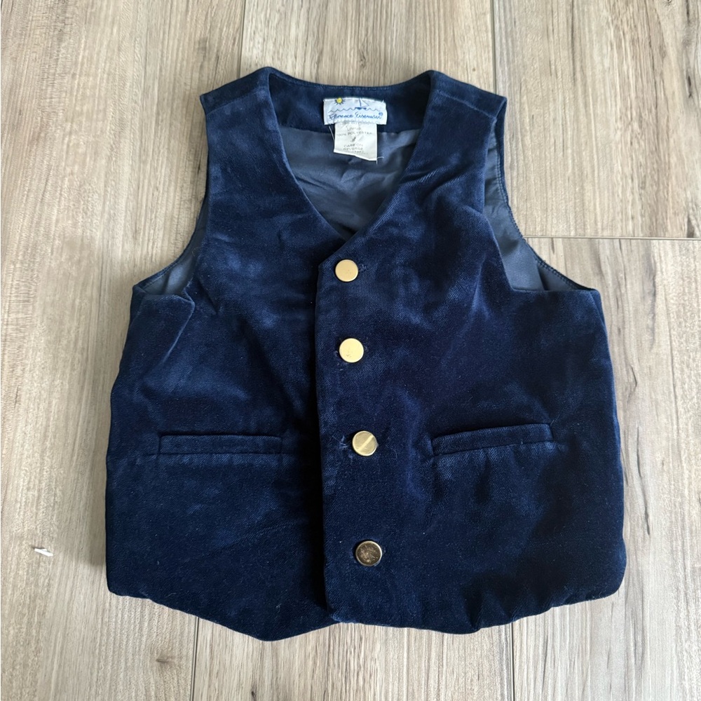 Florence Eiseman Midnight Blue Cotton Velvet Boys Vest Size 3T
